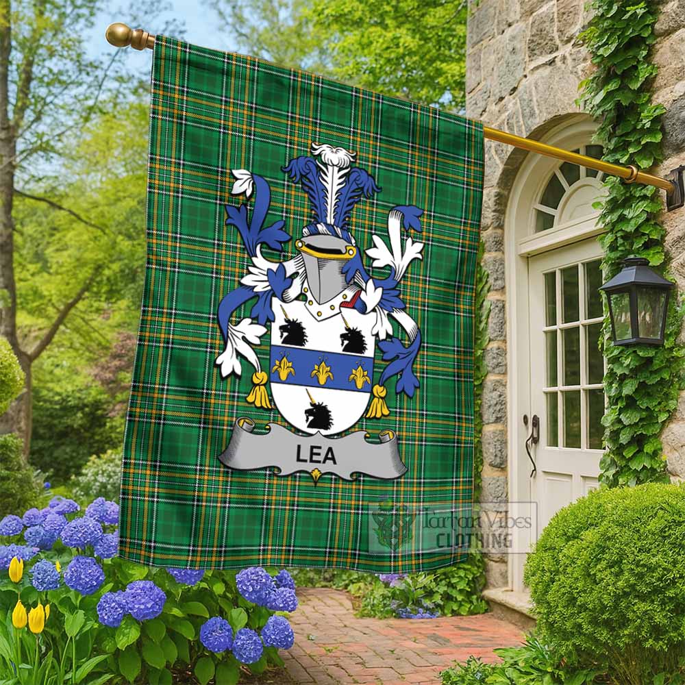 Lea Irish Clan Tartan Flag with Coat of Arms