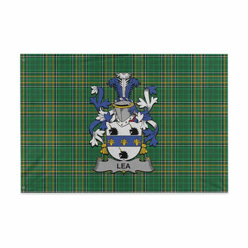 Lea Irish Clan Tartan House Flag with Coat of Arms