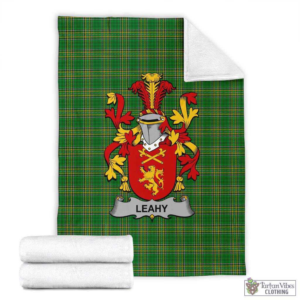Leahy Irish Clan Tartan Blanket with Coat of Arms X-Large 59 x 79 inches 150 x 200 cm - Tartan Vibes Clothing