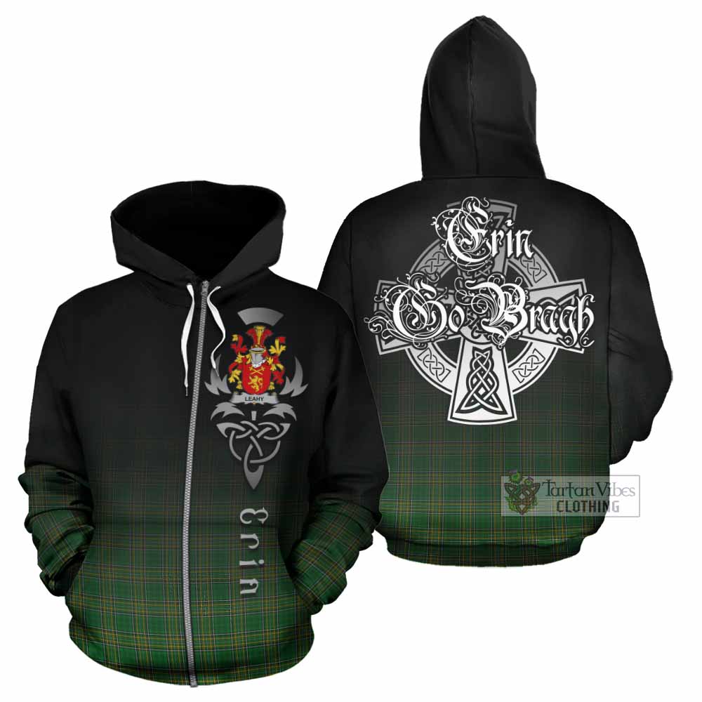 Tartan Vibes Clothing Leahy Irish Clan Hoodie with Coat of Arms Erin Go Bragh Celtic Inspired