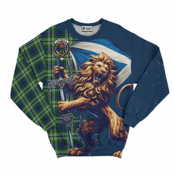 Learmonth Tartan Family Crest Sweatshirt with Scottish Majestic Lion