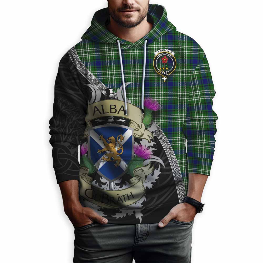 Tartan Vibes Clothing Learmonth Tartan Family Crest Hoodie Lion Rampant Royal Thistle Shield Celtic Inspired