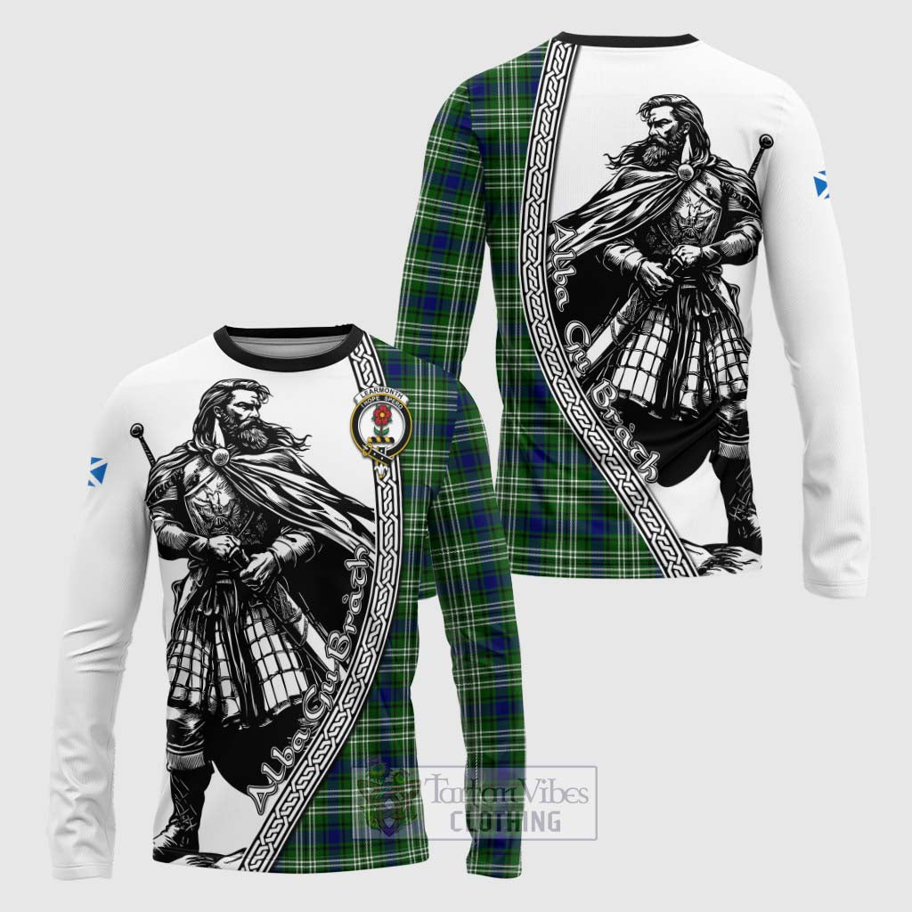 Tartan Vibes Clothing Learmonth Tartan Clan Crest Long Sleeve T-Shirt with Highlander Warrior Celtic Style