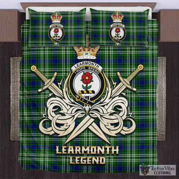 Learmonth Tartan Bedding Set with Clan Crest and the Golden Sword of Courageous Legacy