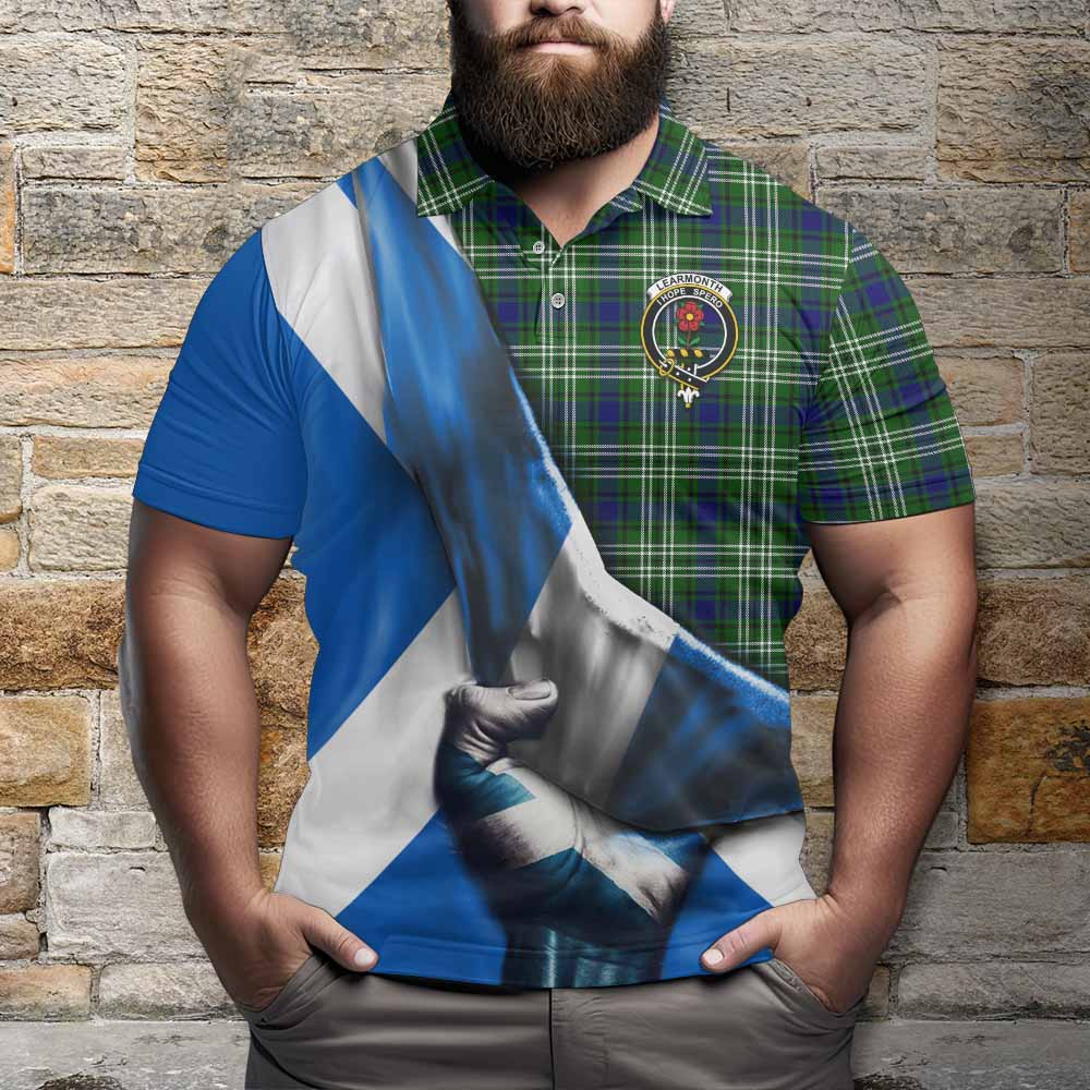 Tartan Vibes Clothing Learmonth Tartan Polo Shirt with Family Crest Scotland Patriotic Style
