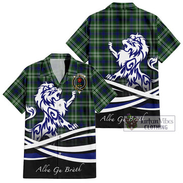 Learmonth Tartan Short Sleeve Button Shirt with Alba Gu Brath Regal Lion Emblem Kid - Tartanvibesclothing Shop