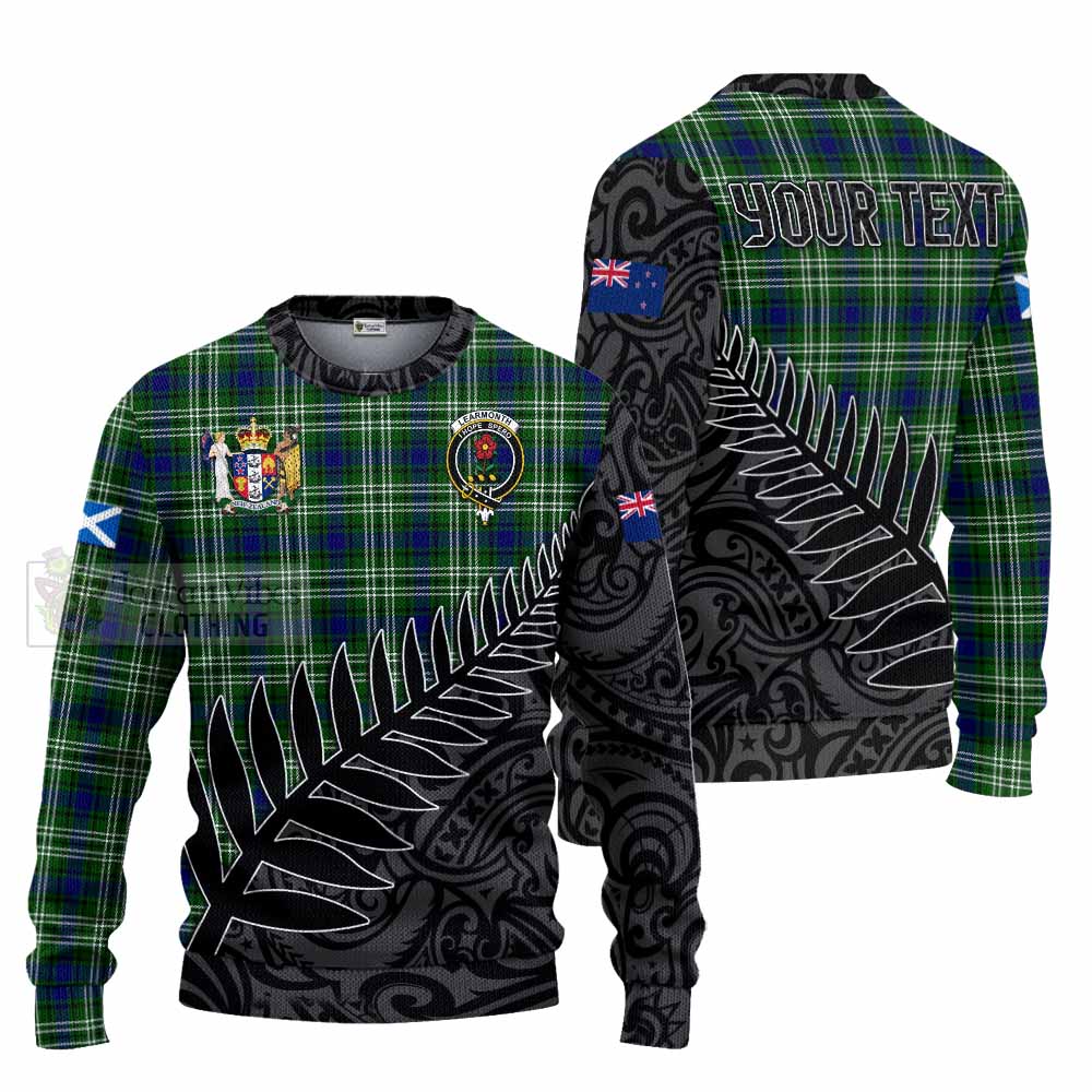 Tartan Vibes Clothing Learmonth Crest Tartan Knitted Sweater with New Zealand Silver Fern Half Style