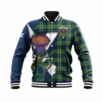 Learmonth Tartan Family Crest Baseball Jacket Scottish Thistle Celtic Inspired