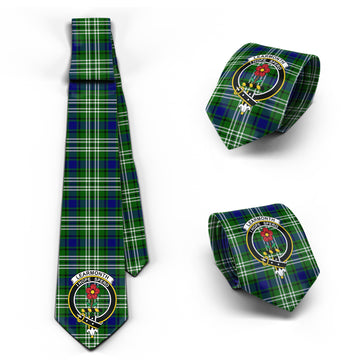 Learmonth Tartan Classic Necktie with Family Crest