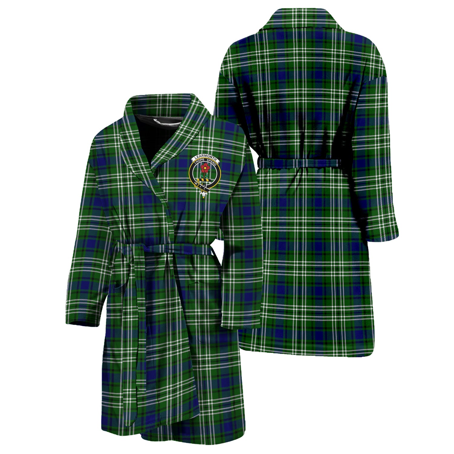 Learmonth Tartan Bathrobe with Family Crest Unisex S - Tartan Vibes Clothing