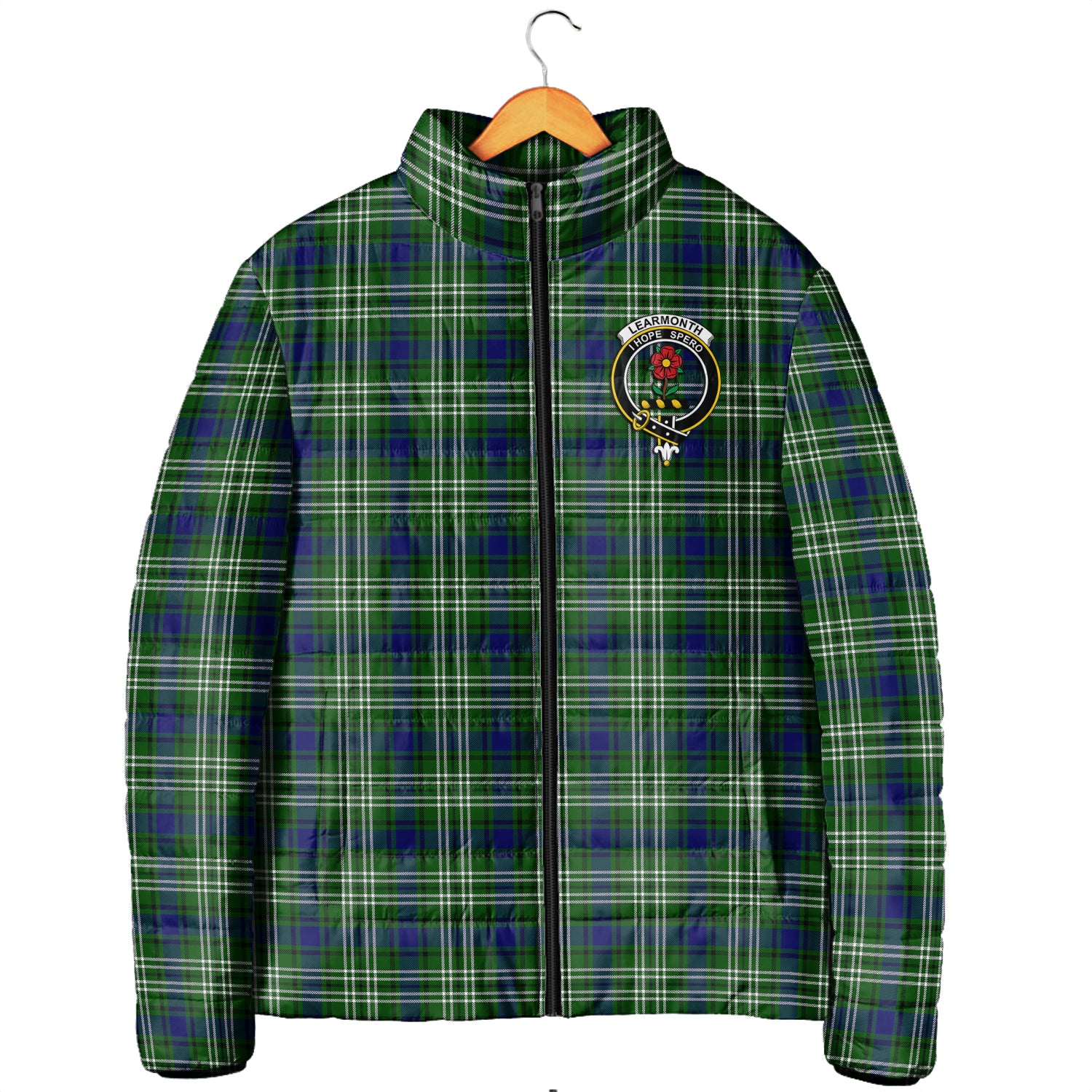 Learmonth Tartan Padded Jacket with Family Crest Men's Padded Jacket - Tartan Vibes Clothing
