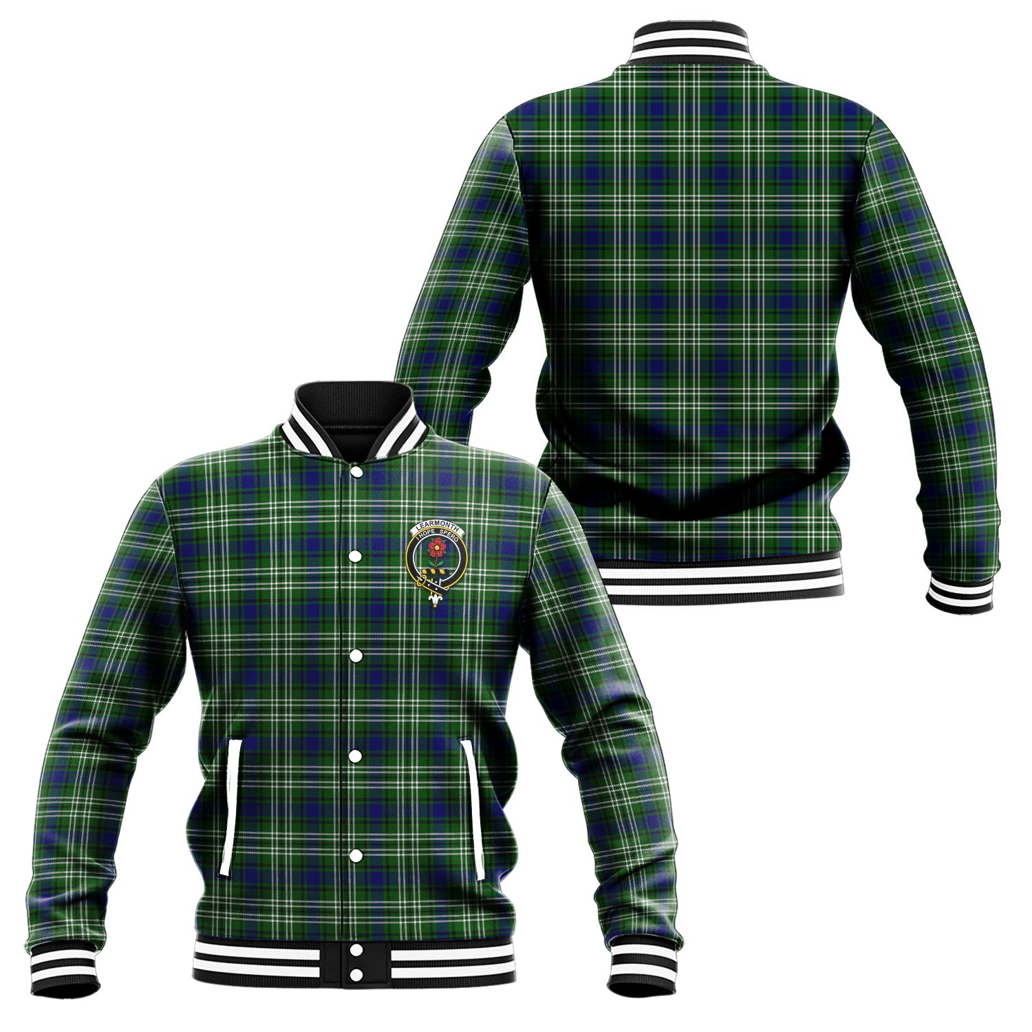 Learmonth Tartan Baseball Jacket with Family Crest Unisex - Tartan Vibes Clothing