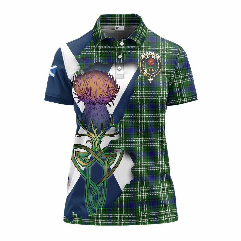 Tartan Vibes Clothing Learmonth Tartan Family Crest Women's Polo Shirt Scottish Thistle Celtic Inspired