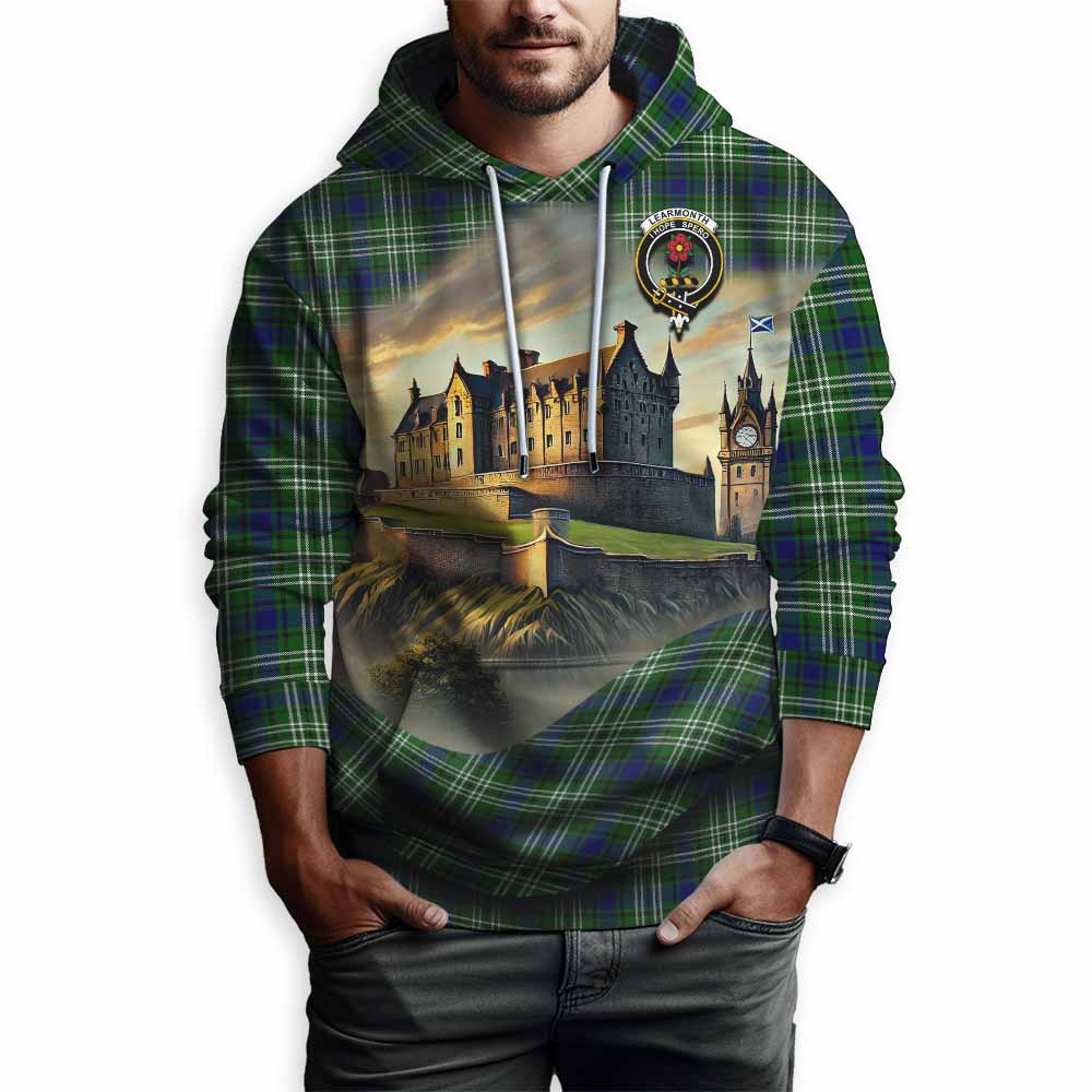 Tartan Vibes Clothing Learmonth Tartan Family Crest Hoodie with Scottish Ancient Castle Style