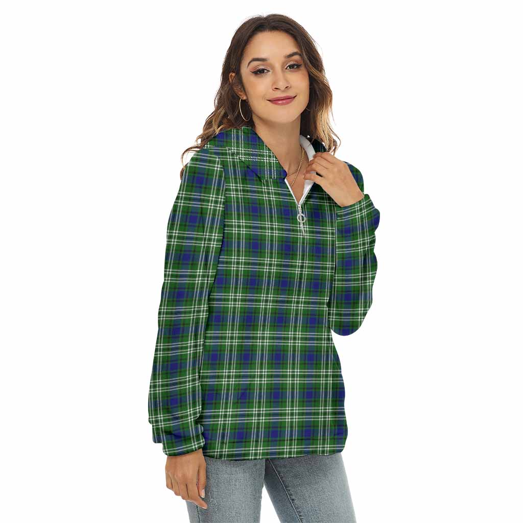 Tartan Vibes Clothing Learmonth Tartan Women's Borg  Half Zip Fleece Hoodie