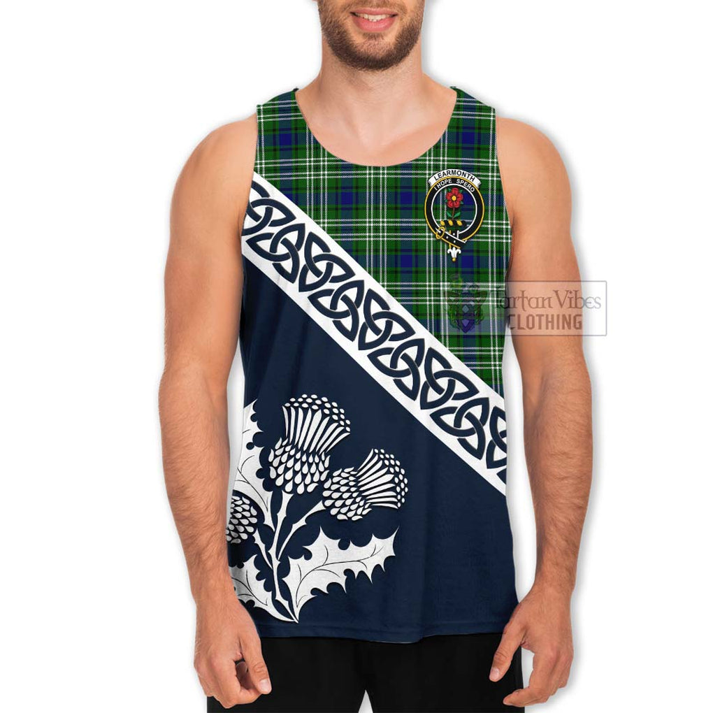 Tartan Vibes Clothing Learmonth Tartan Men's Tank Top Featuring Thistle and Scotland Map
