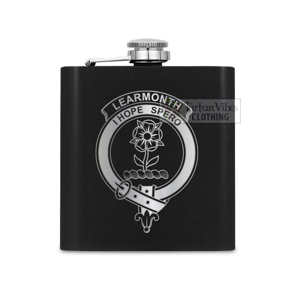 Tartan Vibes Clothing Learmonth Crest Hip Flask Set 7oz Black Stainless Steel with A Gift Box