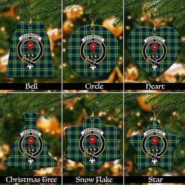Learmonth Tartan Christmas Ornaments with Family Crest