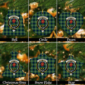 Learmonth Tartan Christmas Ceramic Ornaments with Family Crest