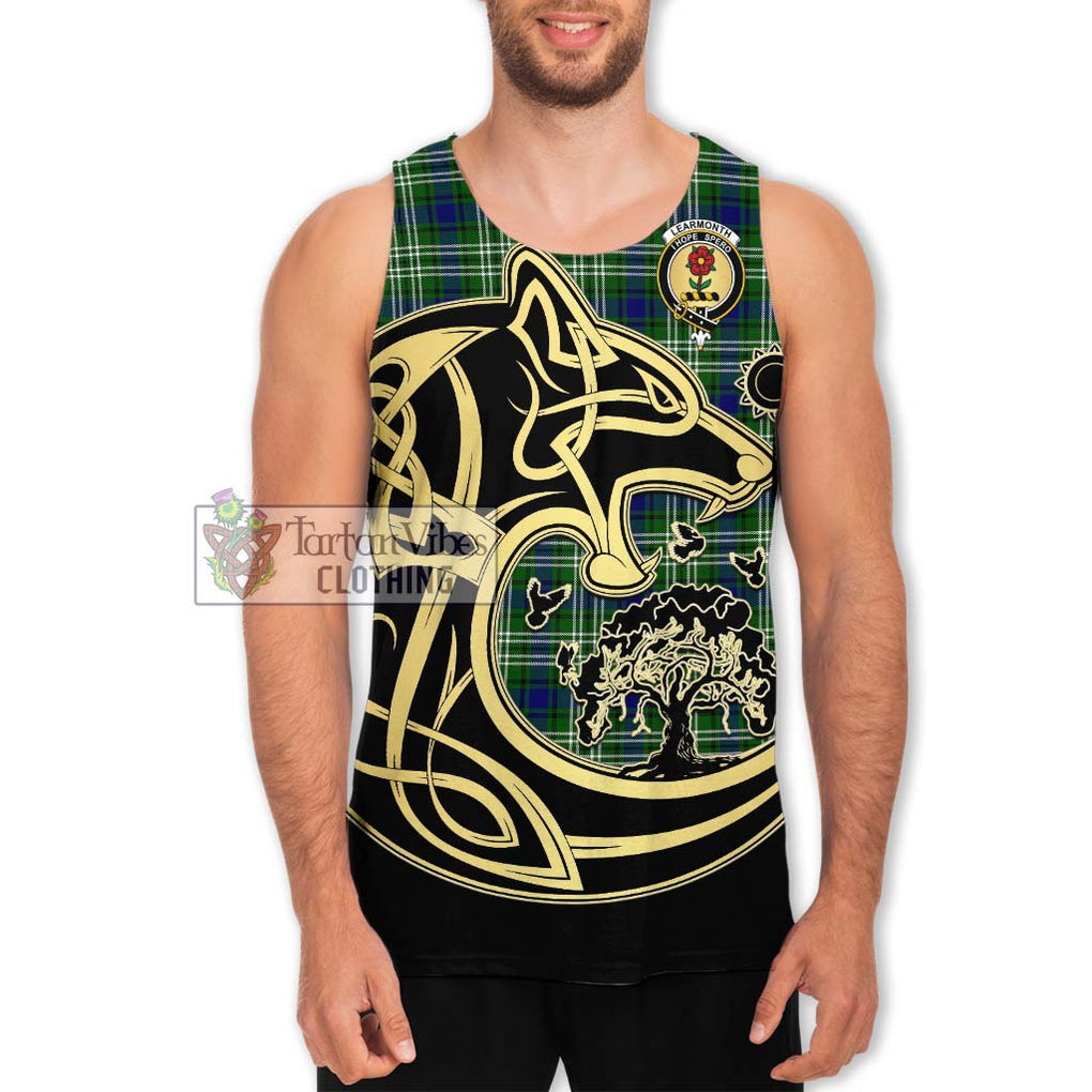 Learmonth Tartan Men's Tank Top with Family Crest Celtic Wolf Style Men - Tartan Vibes Clothing