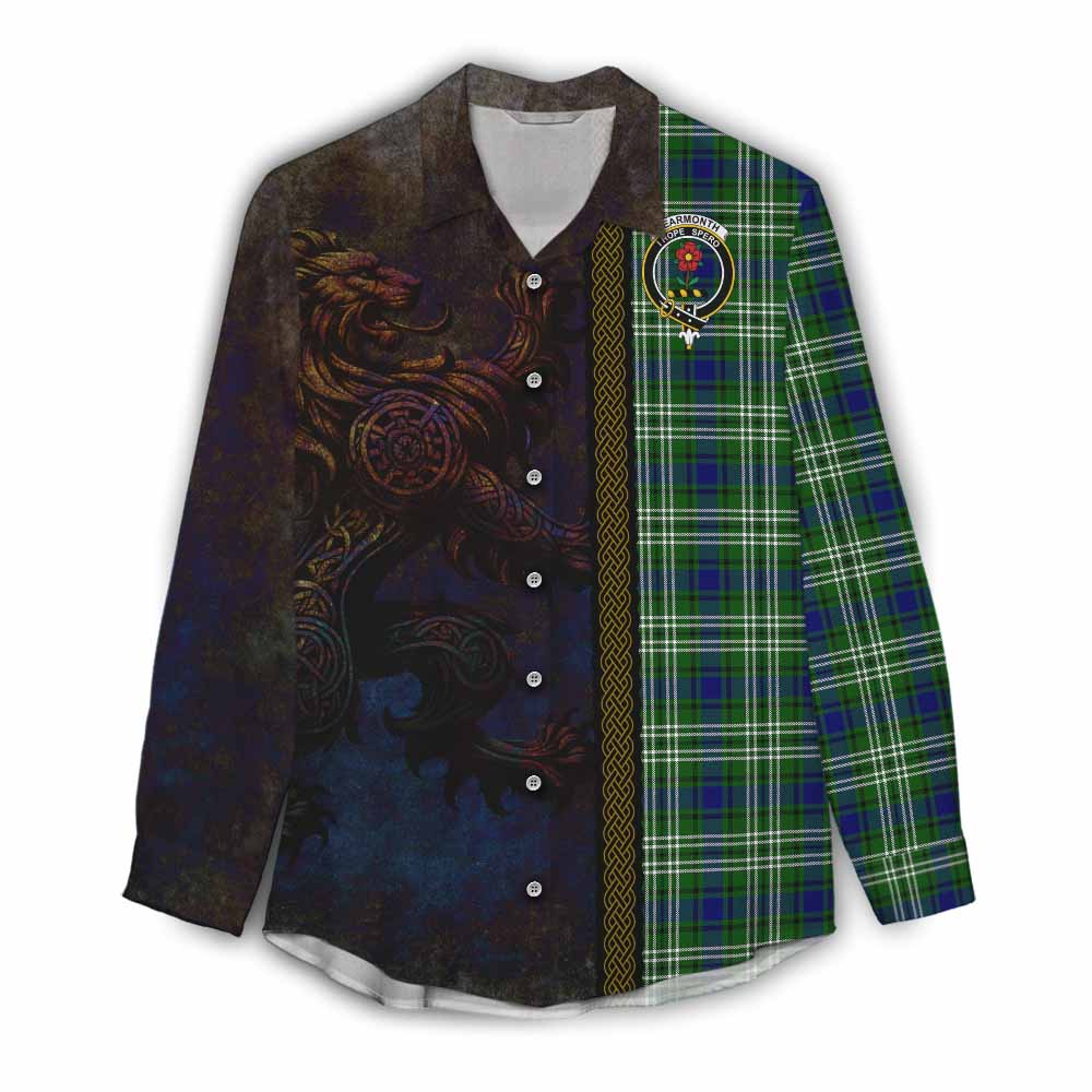 Tartan Vibes Clothing Learmonth Tartan Family Crest Women's Casual Shirt Alba Gu Brath Be Brave Lion Ancient Style