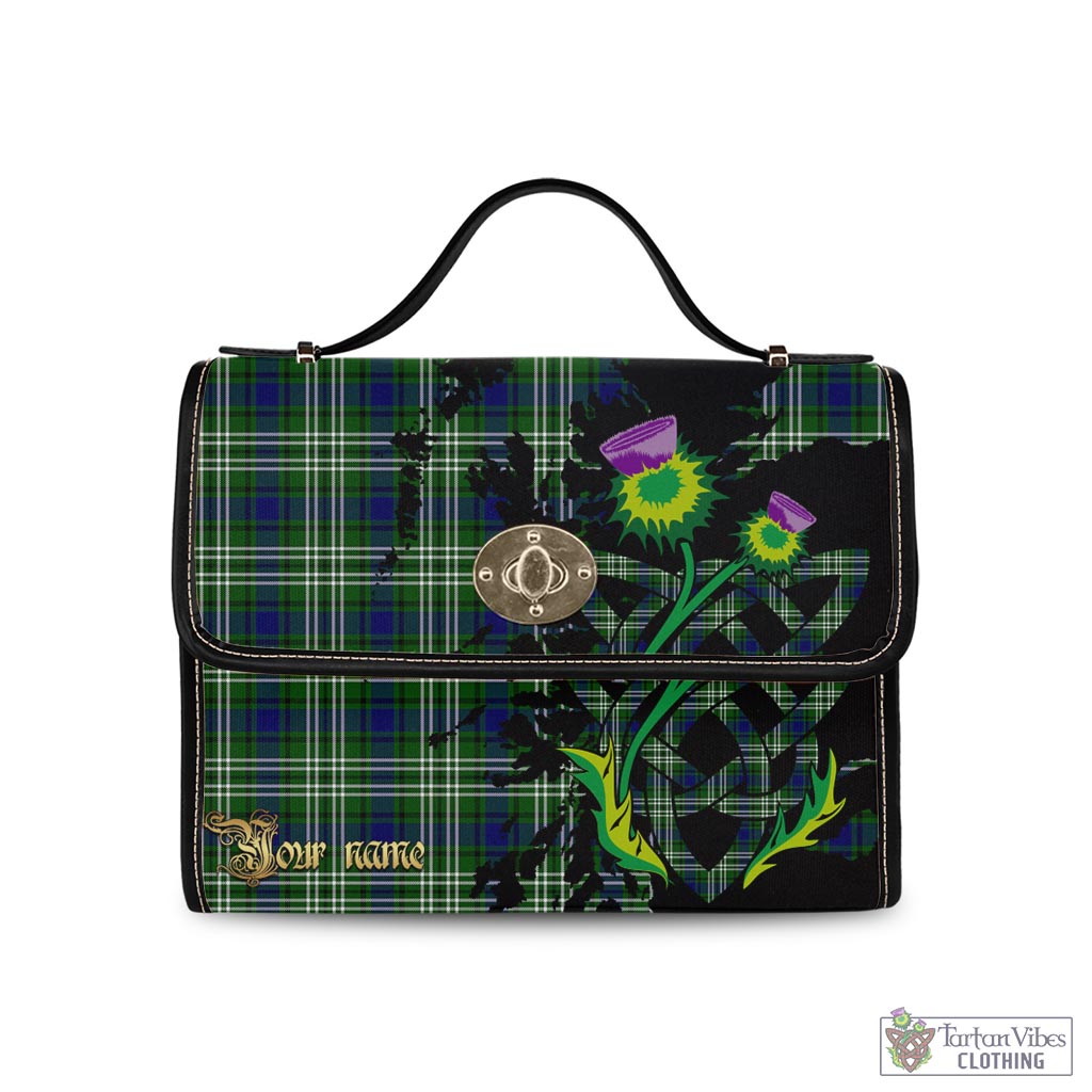 Tartan Vibes Clothing Learmonth Tartan Waterproof Canvas Bag with Scotland Map and Thistle Celtic Accents