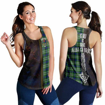 Learmonth Tartan Family Crest Women's Racerback Tanks Alba Gu Brath Be Brave Lion Ancient Style