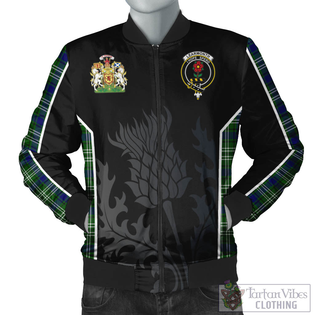 Tartan Vibes Clothing Learmonth Tartan Bomber Jacket with Family Crest and Scottish Thistle Vibes Sport Style