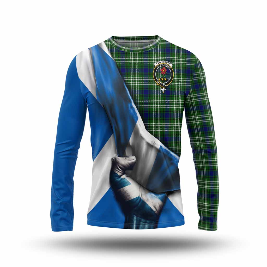Tartan Vibes Clothing Learmonth Tartan Long Sleeve T-Shirt with Family Crest Scotland Patriotic Style