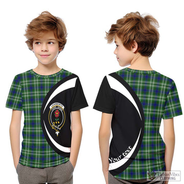 Learmonth Tartan Kid T-Shirt with Family Crest Circle Style