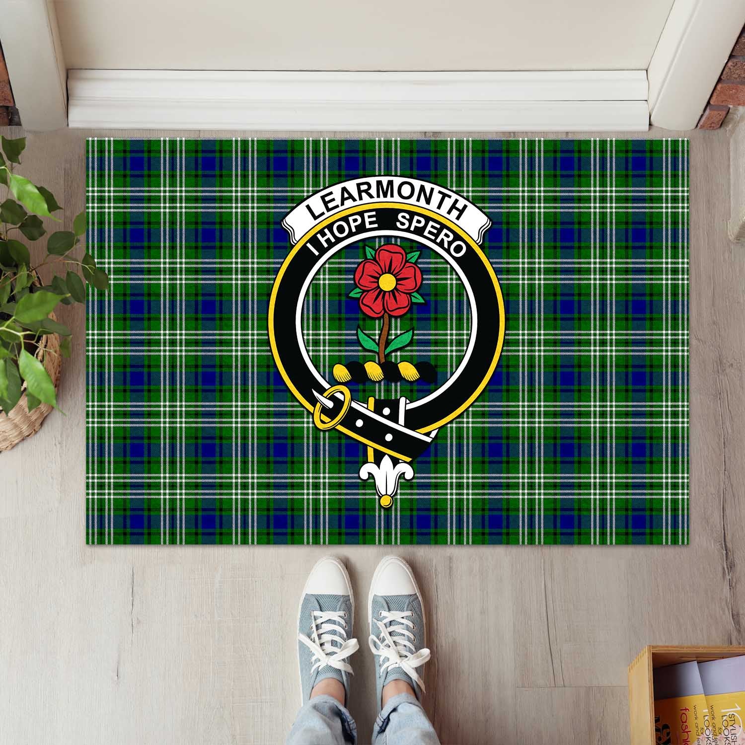 Learmonth Tartan Door Mat with Family Crest - Tartanvibesclothing