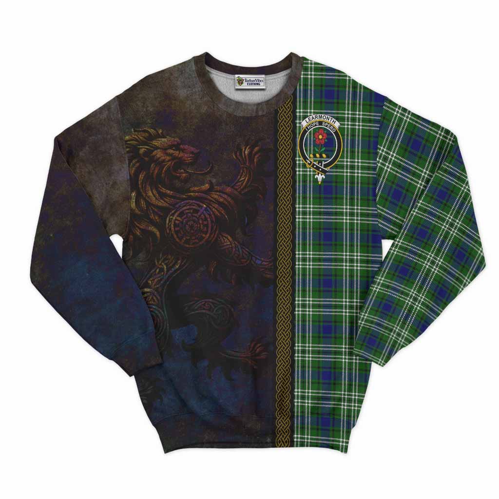 Tartan Vibes Clothing Learmonth Tartan Family Crest Sweatshirt Alba Gu Brath Be Brave Lion Ancient Style