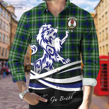 Learmonth Tartan Long Sleeve Button Up Shirt with Alba Gu Brath Regal Lion Emblem