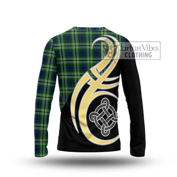 Learmonth Tartan Long Sleeve T-Shirt with Family Crest and Celtic Symbol Style - Tartan Vibes Clothing