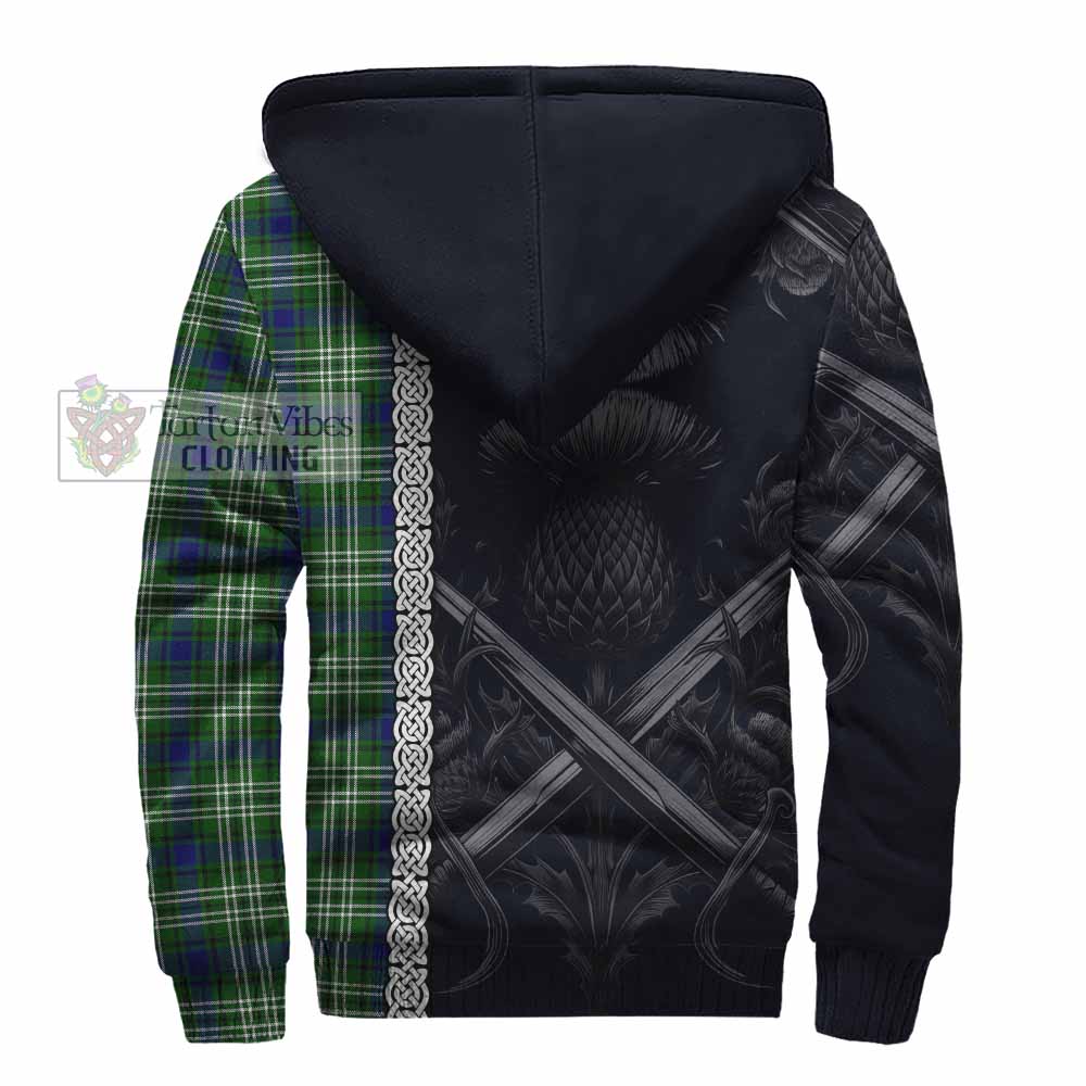 Tartan Vibes Clothing Learmonth Tartan Sherpa Hoodie with Family Crest Cross Sword Thistle Celtic Vibes