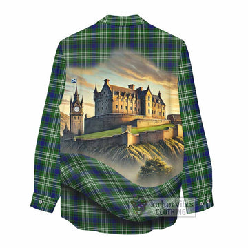 Tartan Vibes Clothing Learmonth Tartan Family Crest Women's Casual Shirt with Scottish Ancient Castle Style