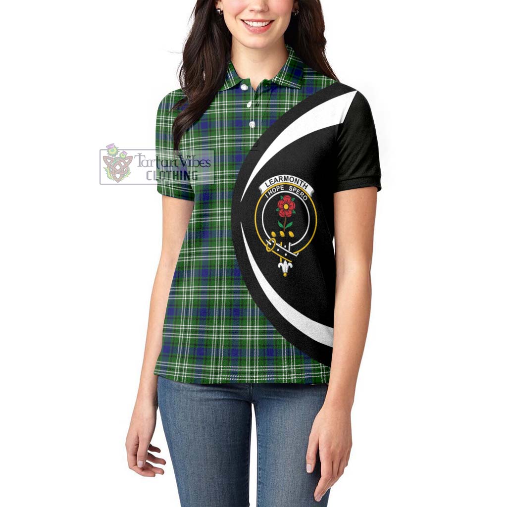 Learmonth Tartan Women's Polo Shirt with Family Crest Circle Style - Tartan Vibes Clothing