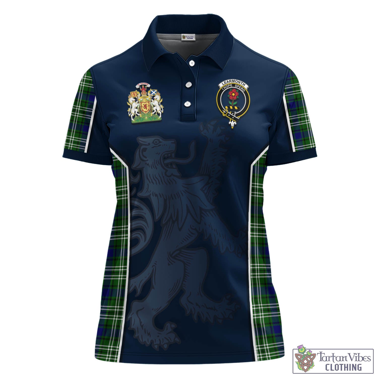 Learmonth Tartan Women's Polo Shirt with Family Crest and Lion Rampant Vibes Sport Style - Tartan Vibes Clothing
