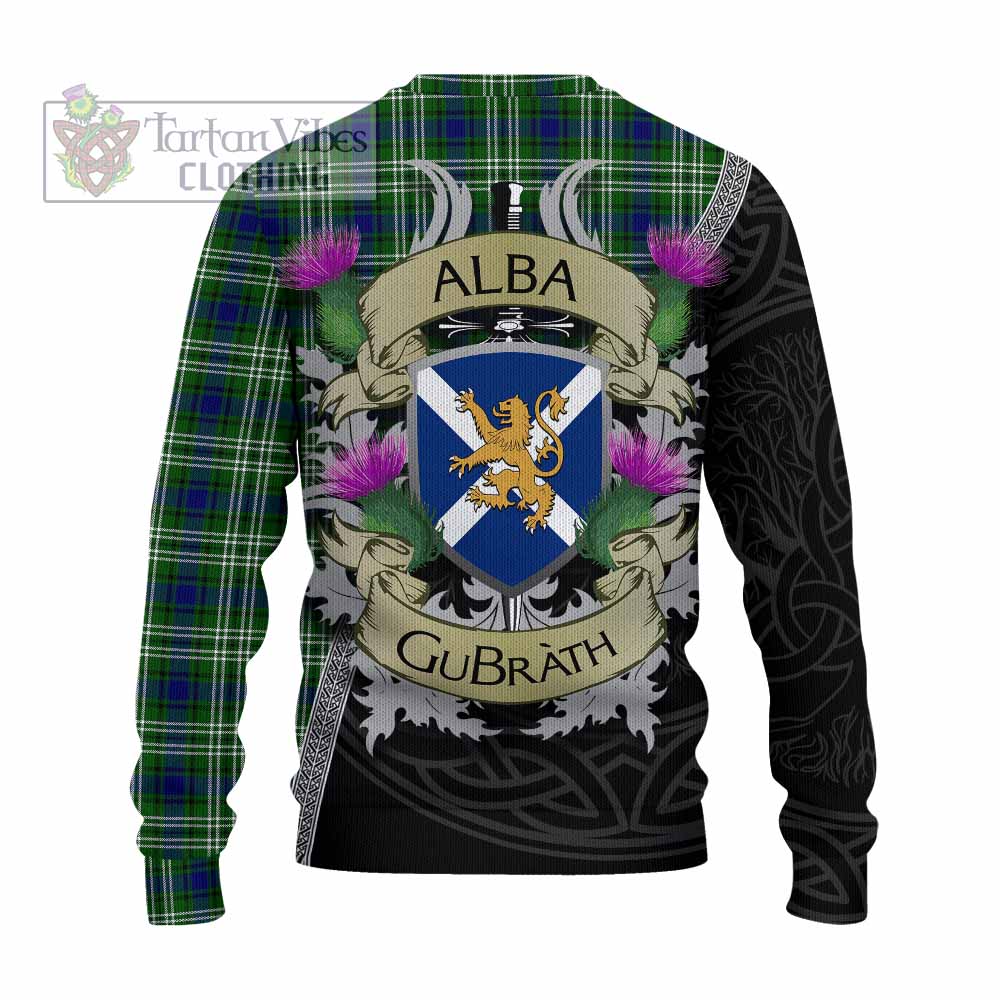 Tartan Vibes Clothing Learmonth Tartan Family Crest Knitted Sweater Lion Rampant Royal Thistle Shield Celtic Inspired