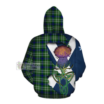 Learmonth Tartan Family Crest Cotton Hoodie Scottish Thistle Celtic Inspired
