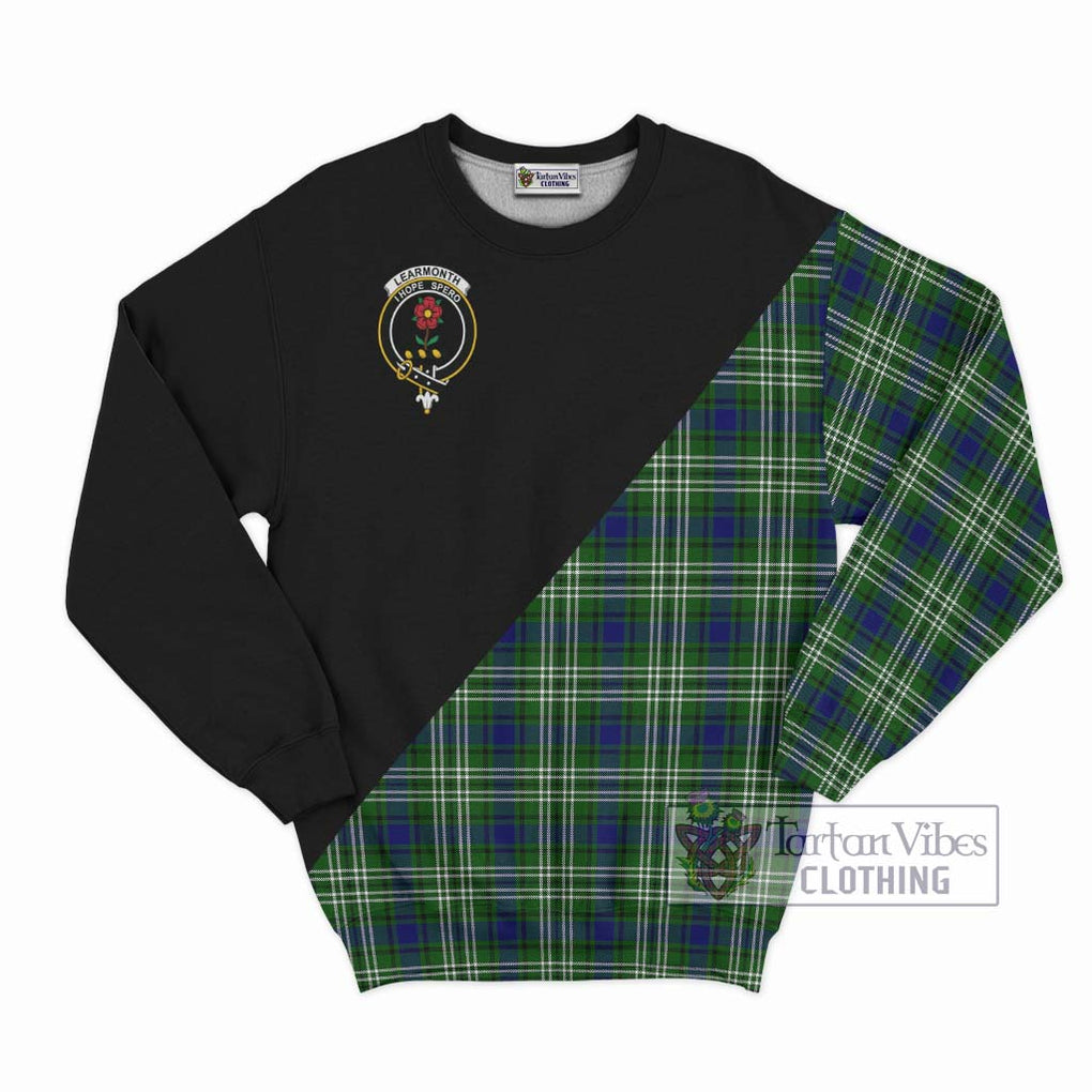 Learmonth Tartan Sweatshirt with Family Crest and Military Logo Style - Tartanvibesclothing Shop