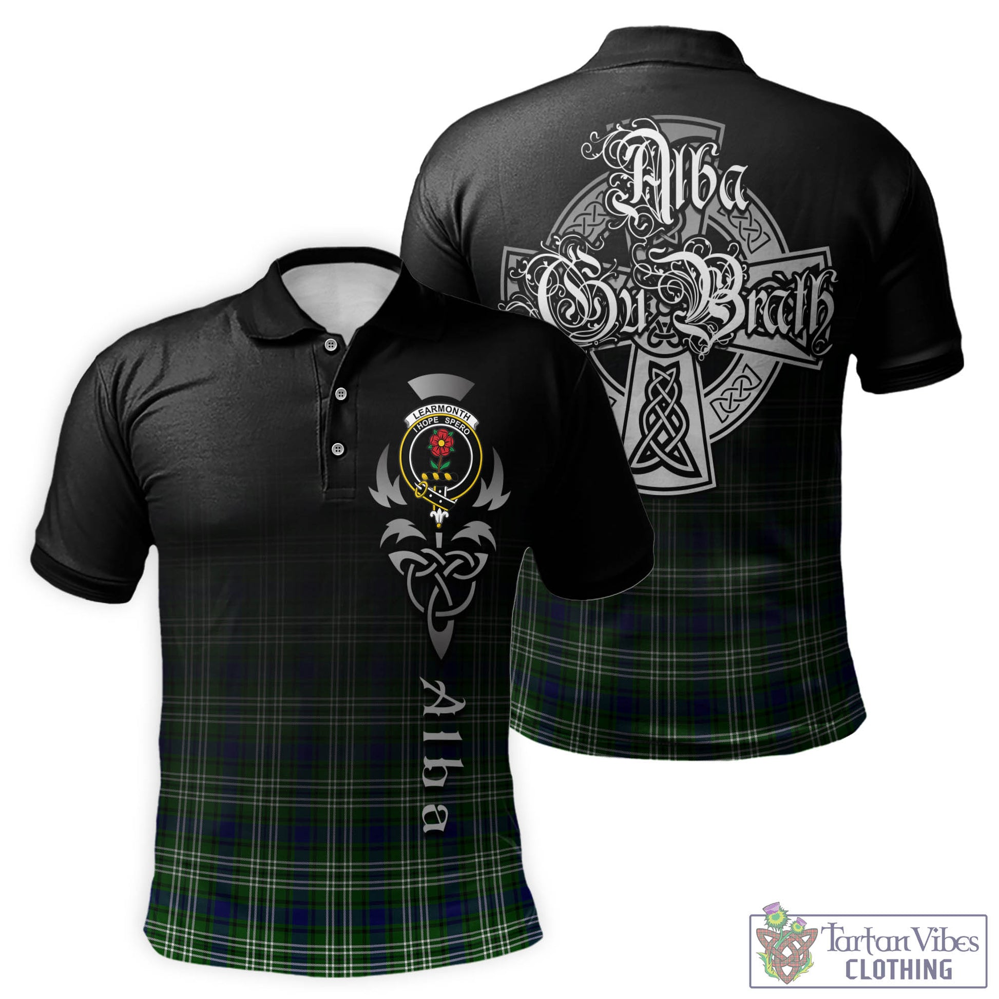 Tartan Vibes Clothing Learmonth Tartan Polo Shirt Featuring Alba Gu Brath Family Crest Celtic Inspired
