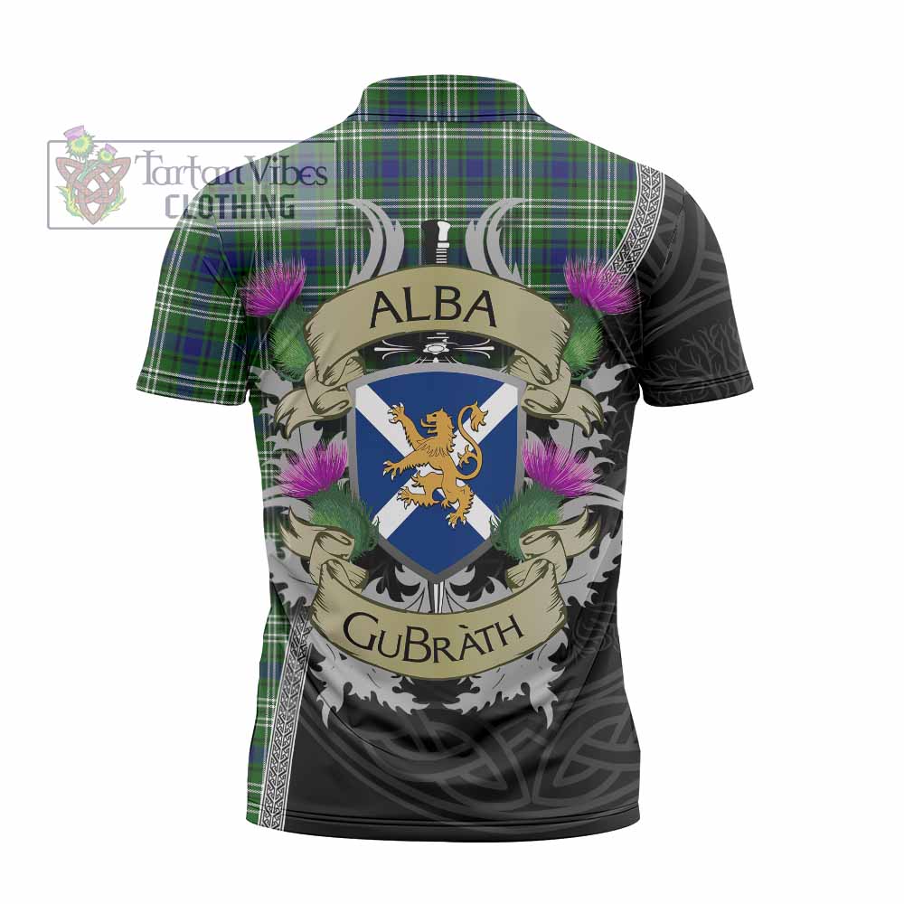 Tartan Vibes Clothing Learmonth Tartan Family Crest Zipper Polo Shirt Lion Rampant Royal Thistle Shield Celtic Inspired