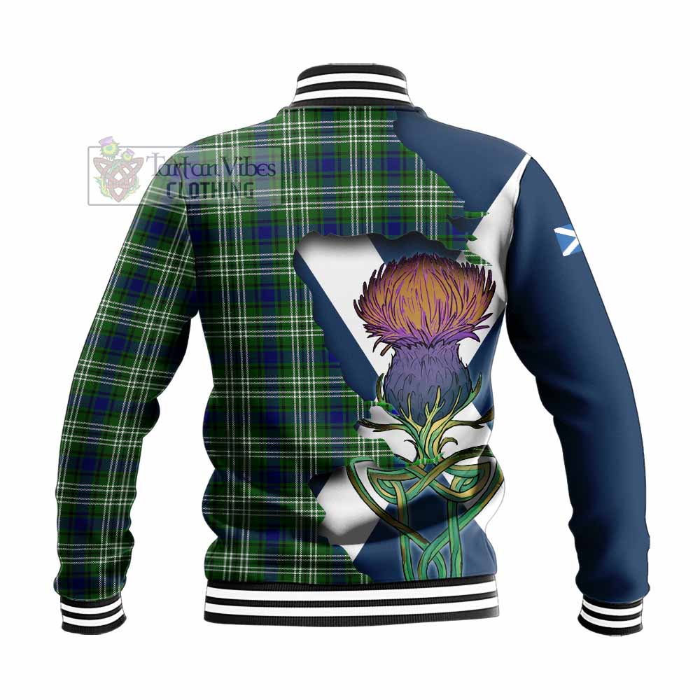 Tartan Vibes Clothing Learmonth Tartan Family Crest Baseball Jacket Scottish Thistle Celtic Inspired