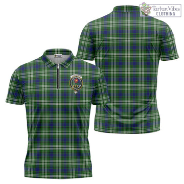 Learmonth Tartan Zipper Polo Shirt with Family Crest