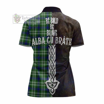 Learmonth Tartan Family Crest Women's Polo Shirt Alba Gu Brath Be Brave Lion Ancient Style