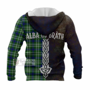Learmonth Tartan Family Crest Knitted Hoodie Alba Gu Brath Be Brave Lion Ancient Style