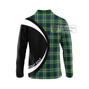Learmonth Tartan Long Sleeve Polo Shirt with Family Crest Circle Style - Tartan Vibes Clothing