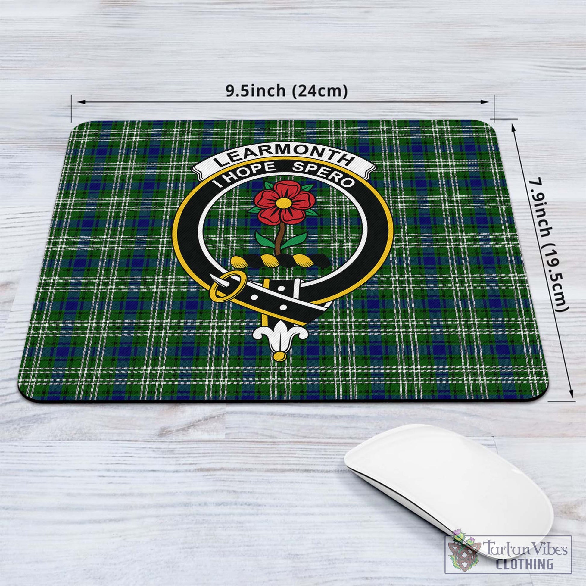 Tartan Vibes Clothing Learmonth Tartan Mouse Pad with Family Crest