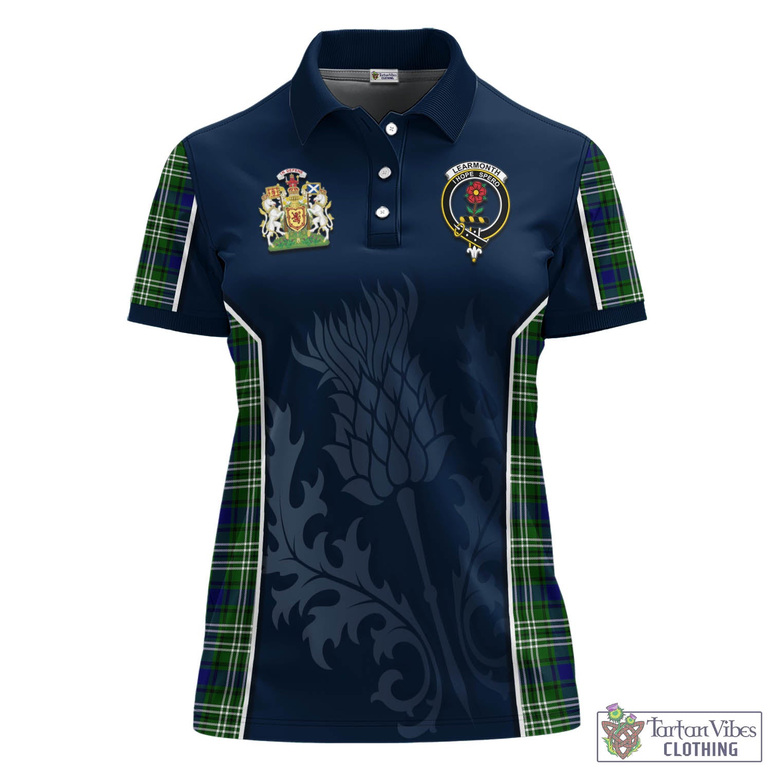 Tartan Vibes Clothing Learmonth Tartan Women's Polo Shirt with Family Crest and Scottish Thistle Vibes Sport Style